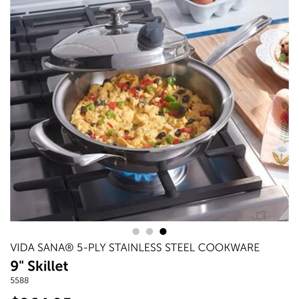 Princess House Stainless Steel Skillet with Glass Lid